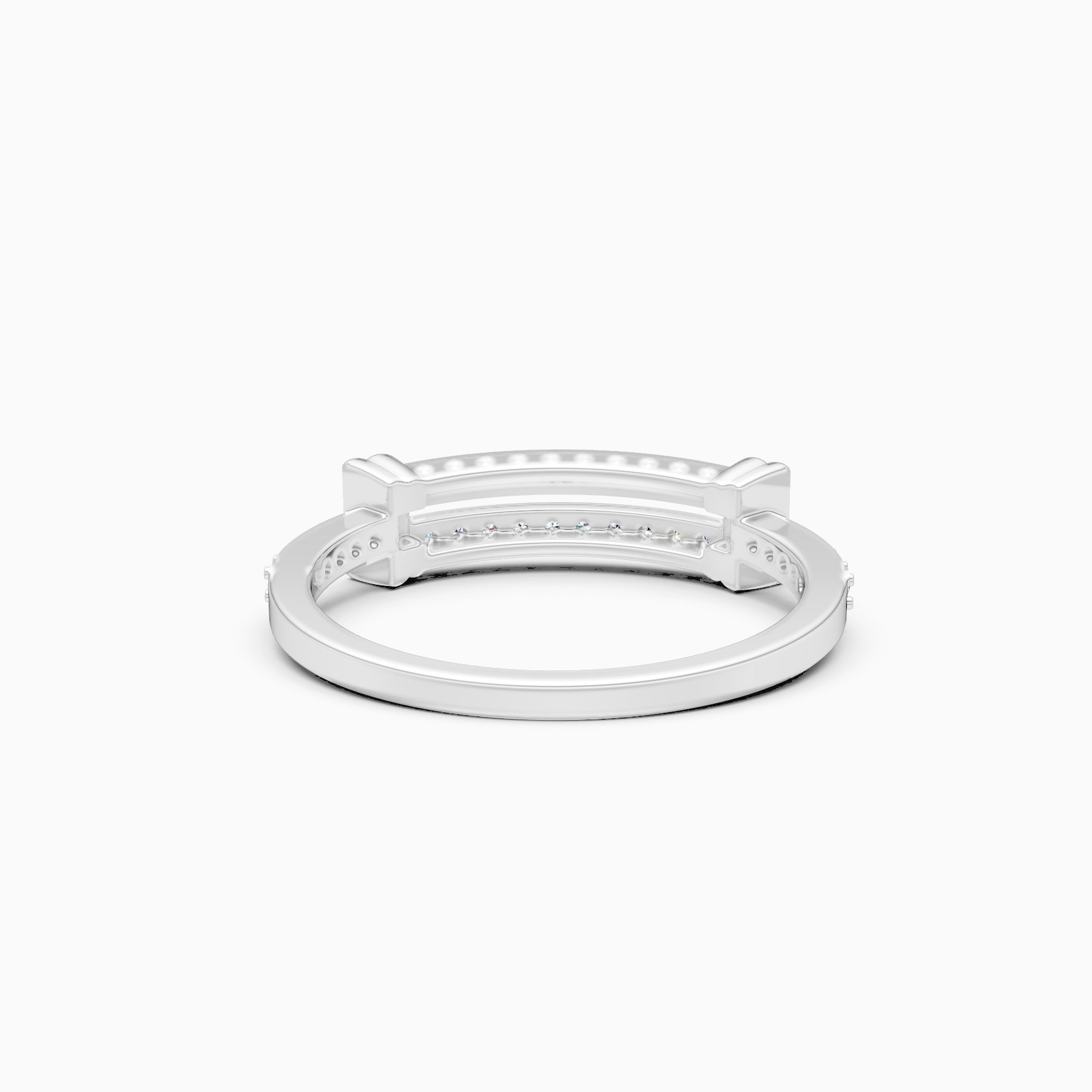 Double Row Bar Round-Cut Lab Diamond Ring